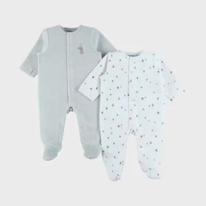 Lot de 2 dors-bien en velours brodé lapin