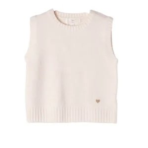 Pull sans manche cœur ECRU