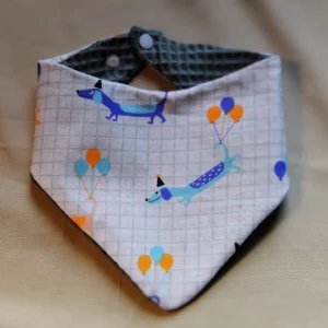 Bavoir bandana "Teckel party !" 100% coton