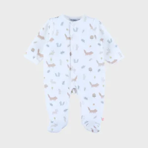 Pyjama bébé en velours blanc à motifs