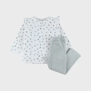 Pyjama 2 pièces en velours à motif floral