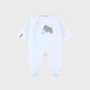 Pyjama bébé en velours avec broderie mammouth