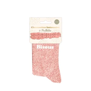 Chaussettes à paillettes BISOUS Rose
