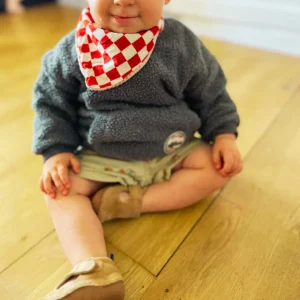 Bavoir bandana damiers fait main en bretagne