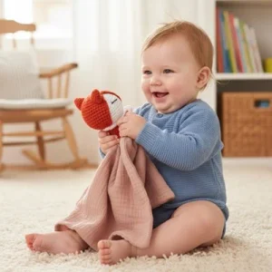 Doudou renard hochet | en coton bio | Tendresse Naturelle